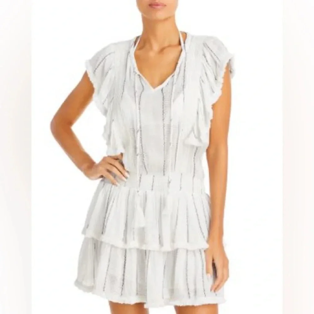 NWT SURF GYPSY Fringe Trim Ruffled Swim Cover Up - Large